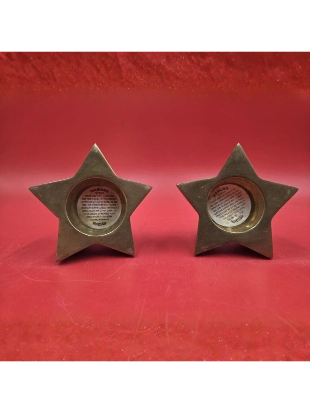 Vintage Brass Star Candle Holders Pair - Picture 2 of 4